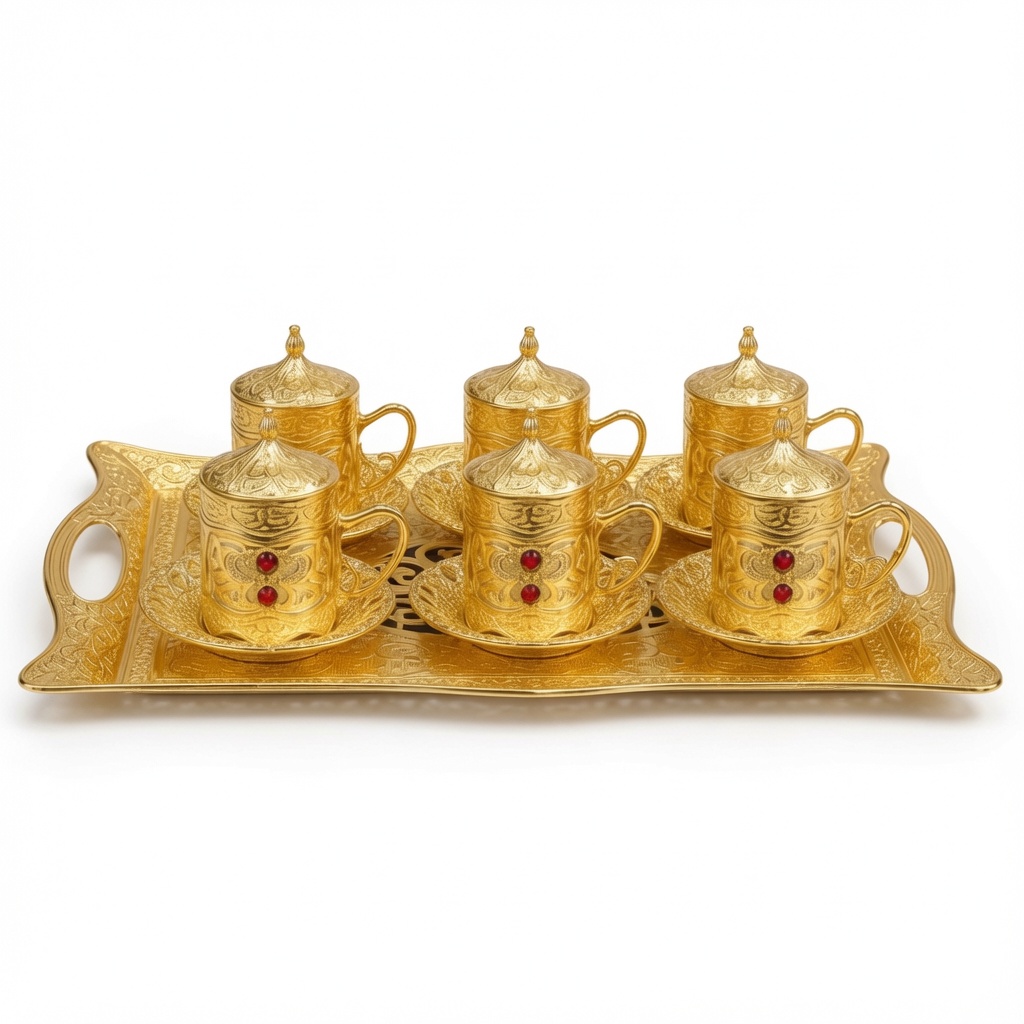Ornate gold tea set - Image 3