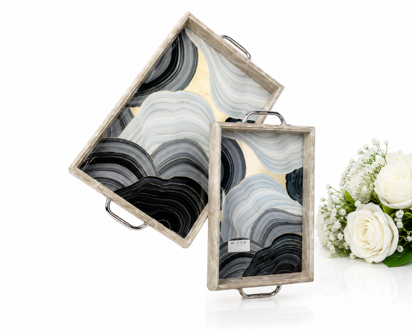 Agate Stone Pattern Serving Tray Set