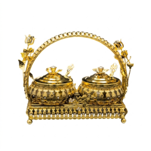 Antique Gold Filigree Condiment Set