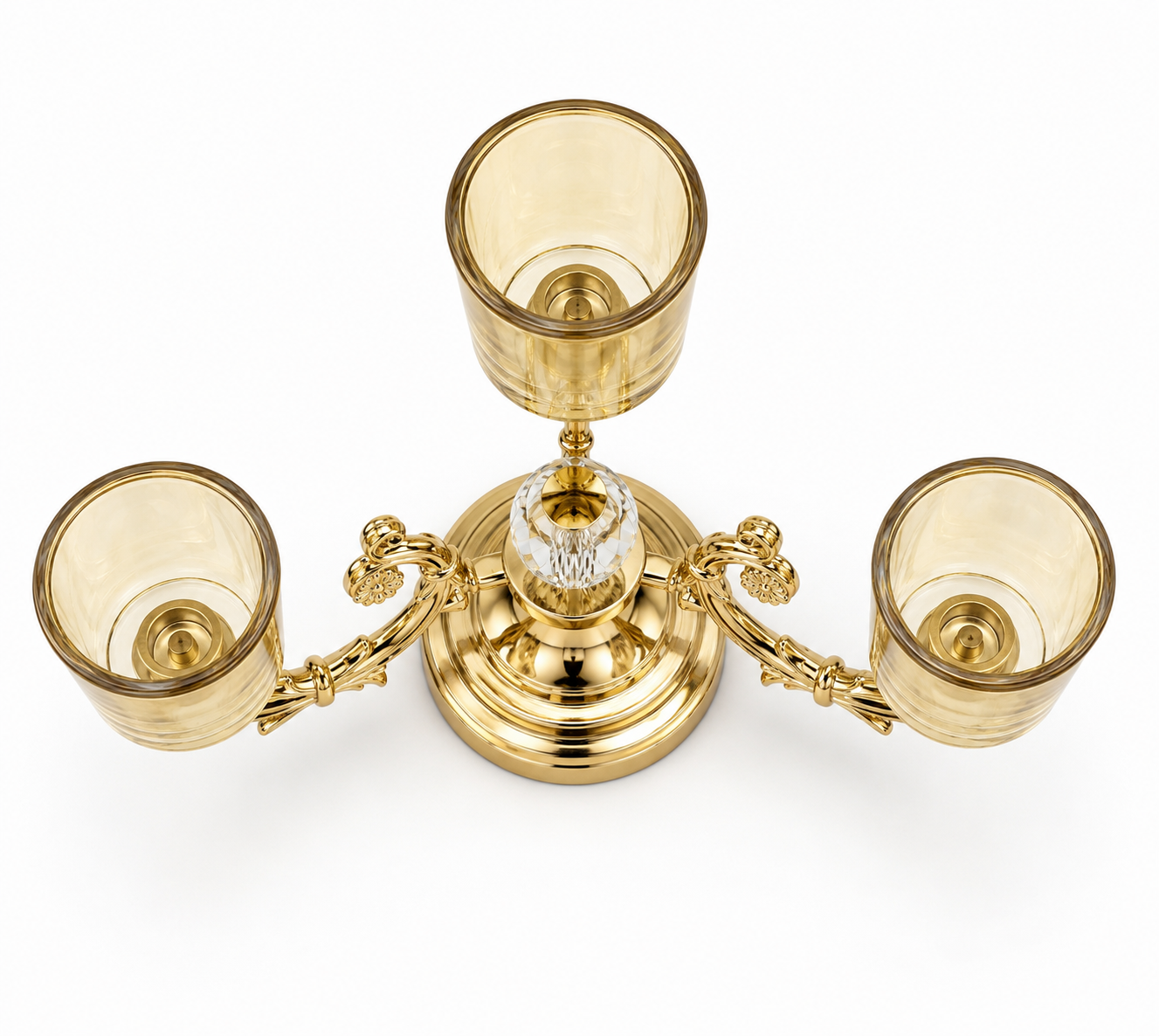 Elegant gold candy bowl with amber glass - Image 2