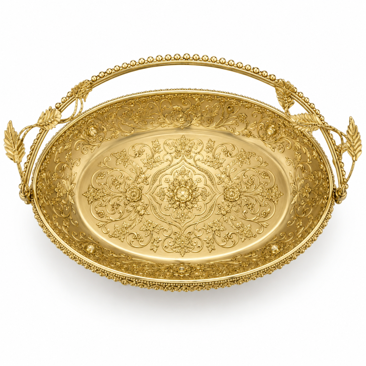 Ornate gold decorative serving tray - Image 2