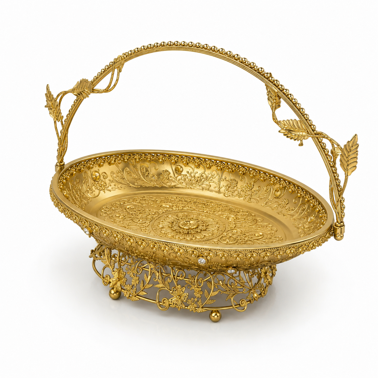 Ornate gold decorative serving tray - Image 3