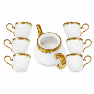 Crackle Pattern Gold Rim Tea Set