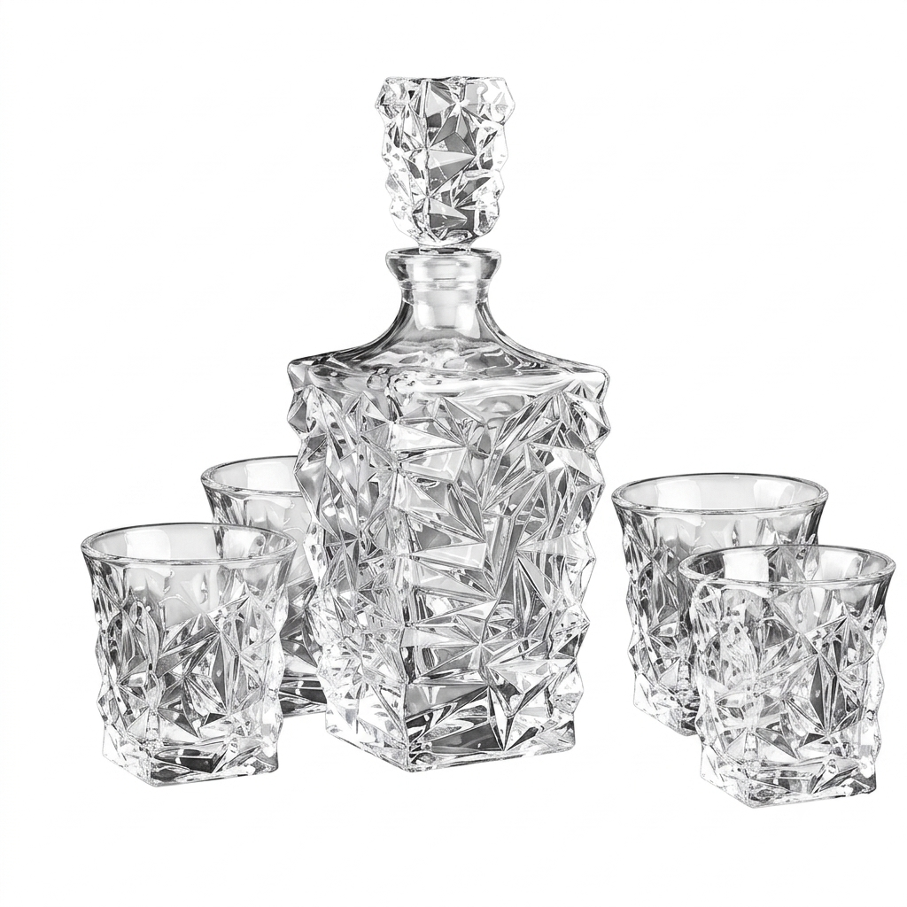 Crystal Cut Whiskey Decanter 6glass Set