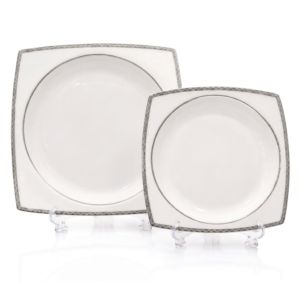 Elegant Silver-Rim Ceramic Plate Set