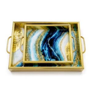 Elegant gold-trimmed trays with floral accents