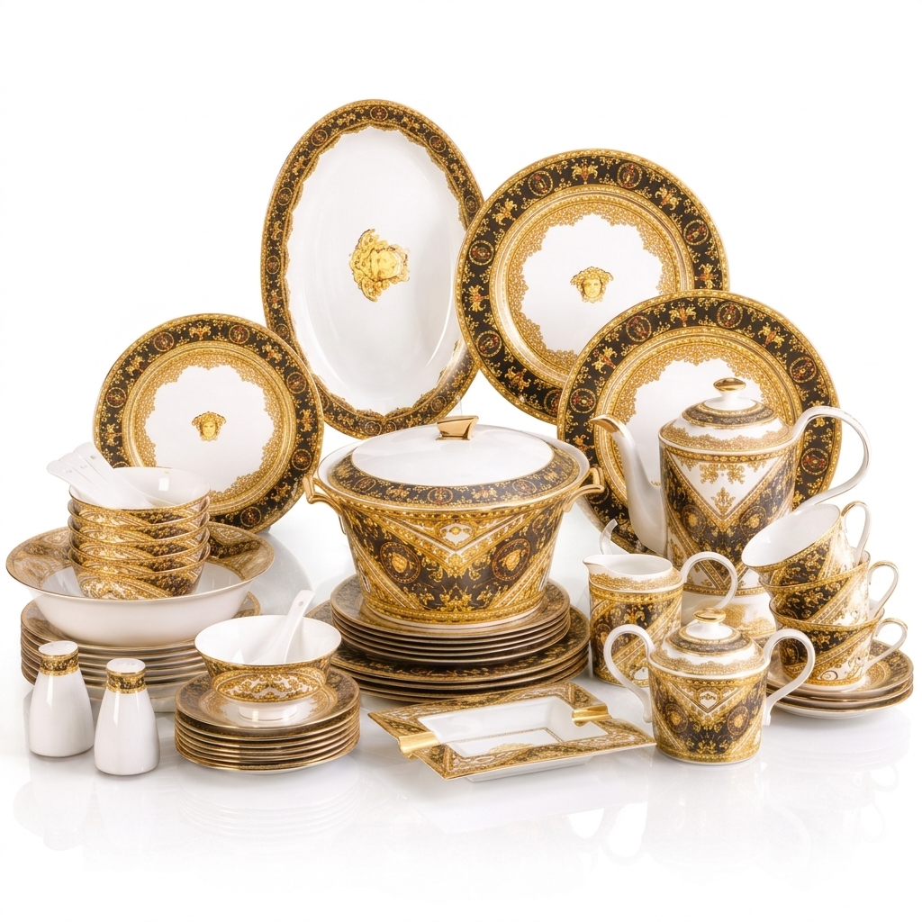 Elegant porcelain tableware arrangement