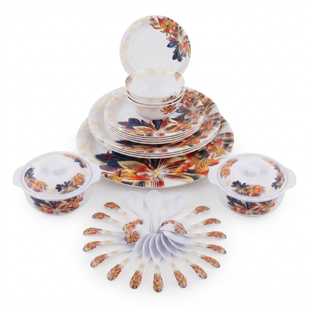 Floral Print Melamine Dinnerware Set - Image 2