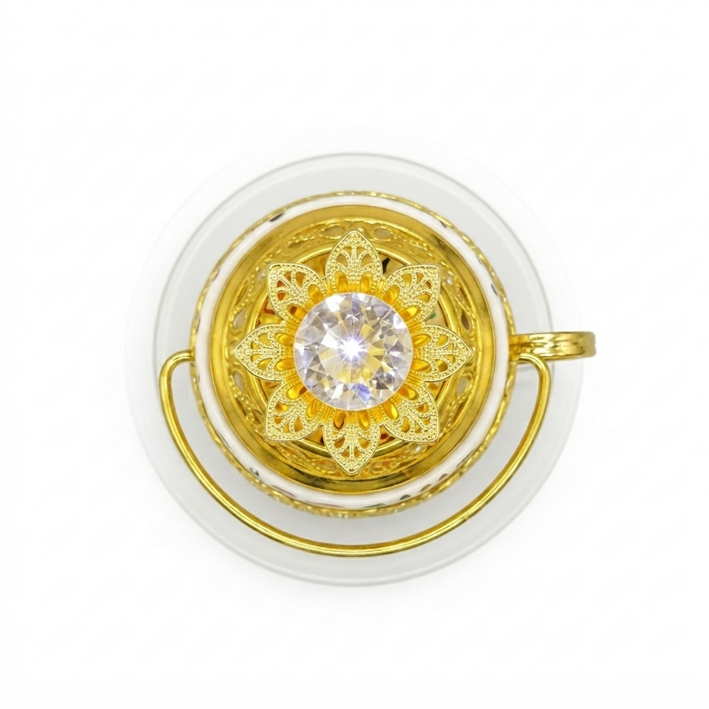 Ornate golden cup with floral accent - Image 3