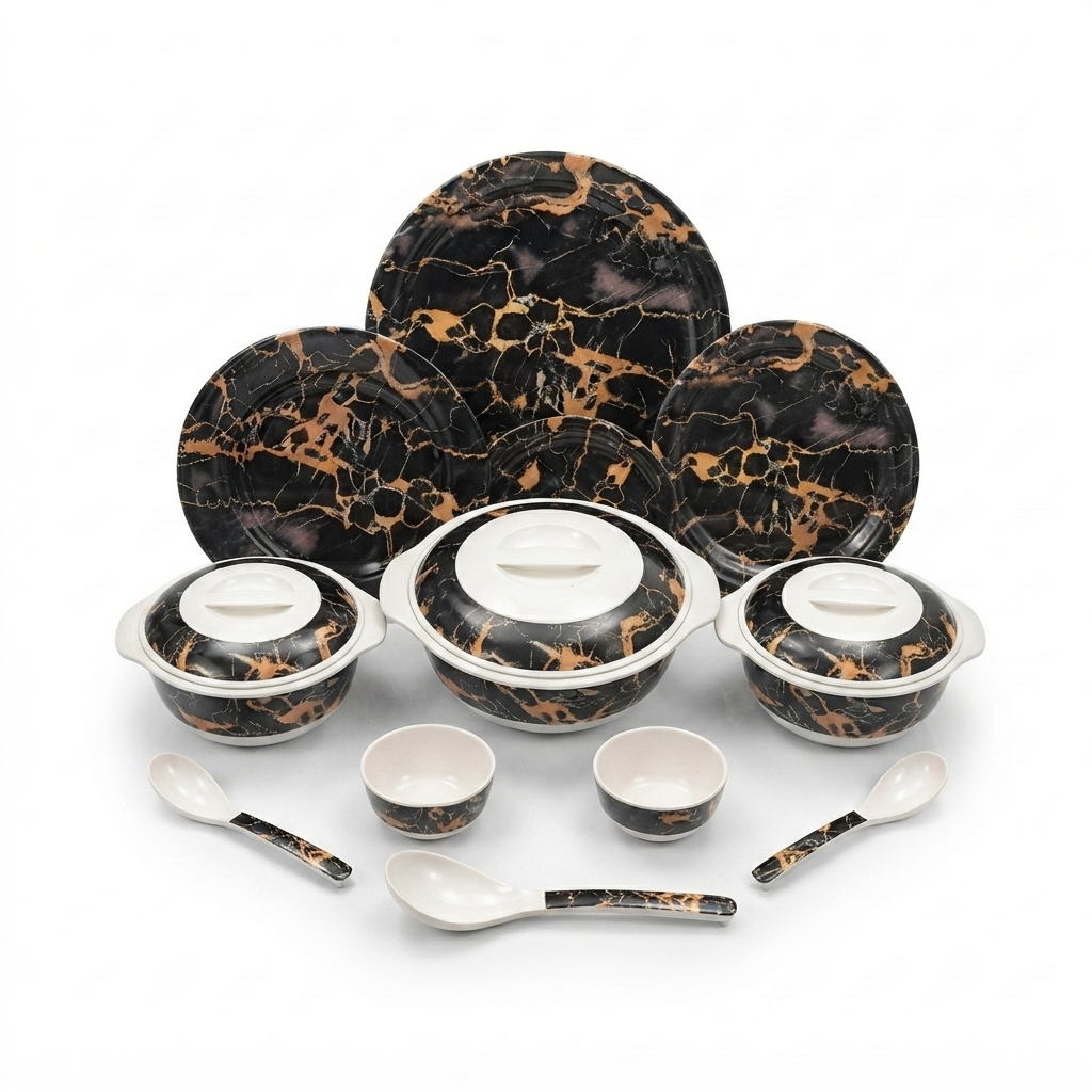 Black & Copper Marble Effect Dinnerware Set - Image 3