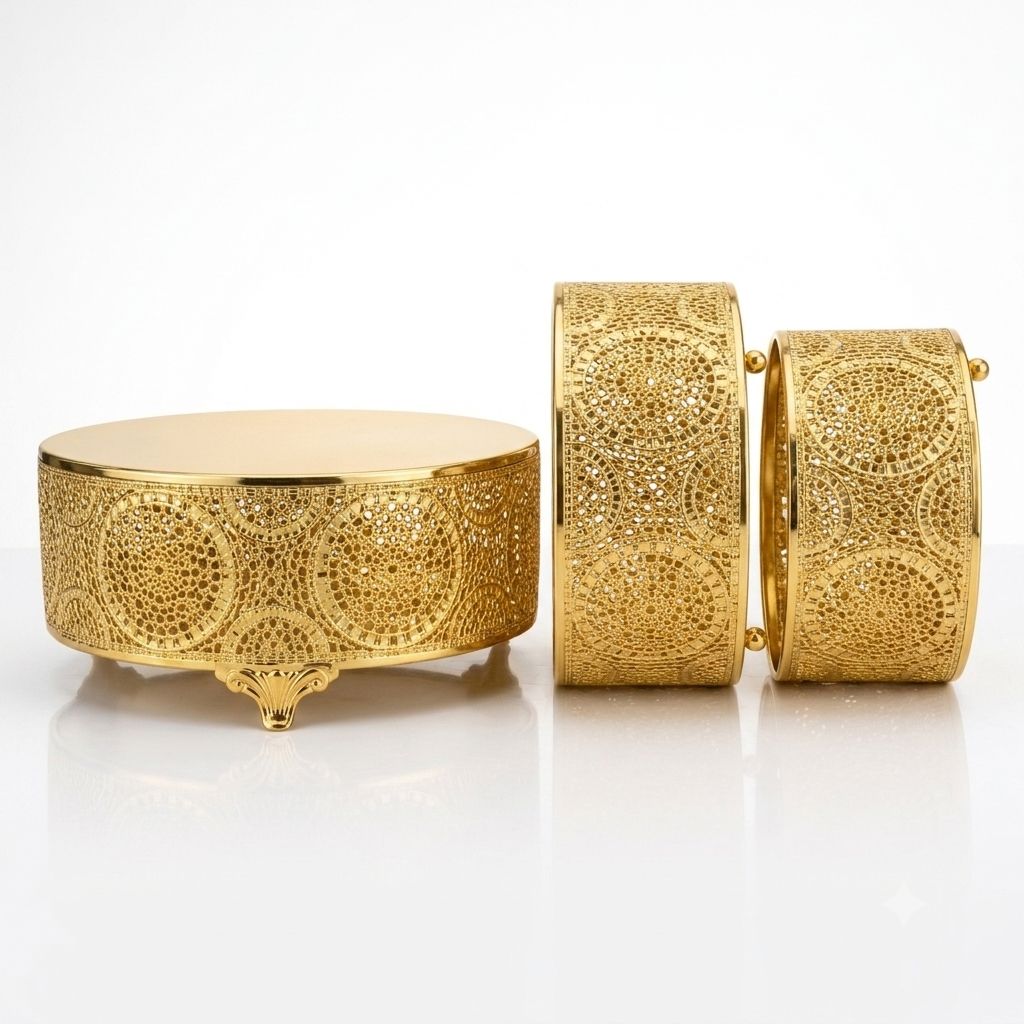 Luxurious gold tiered containers set - Image 2