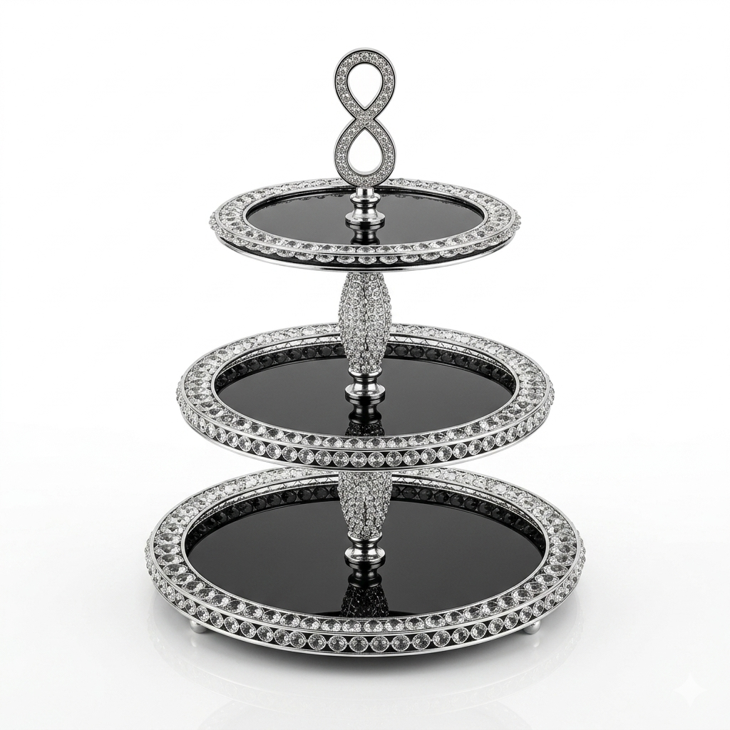 Gold Crystal 3-Tier Mirror Cake Stand