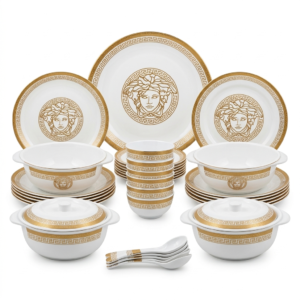 Gold Medallion Greek-Key Pattern Dinnerware Set