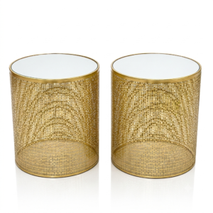 Gold Mesh Candle Holder Set