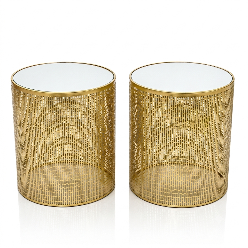 Gold Mesh Candle Holder Set