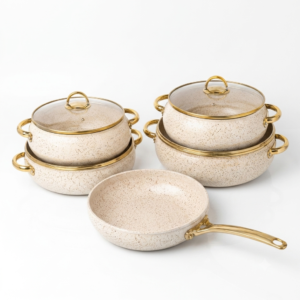 Grenite Finish Gold Handle Cookware SetGra