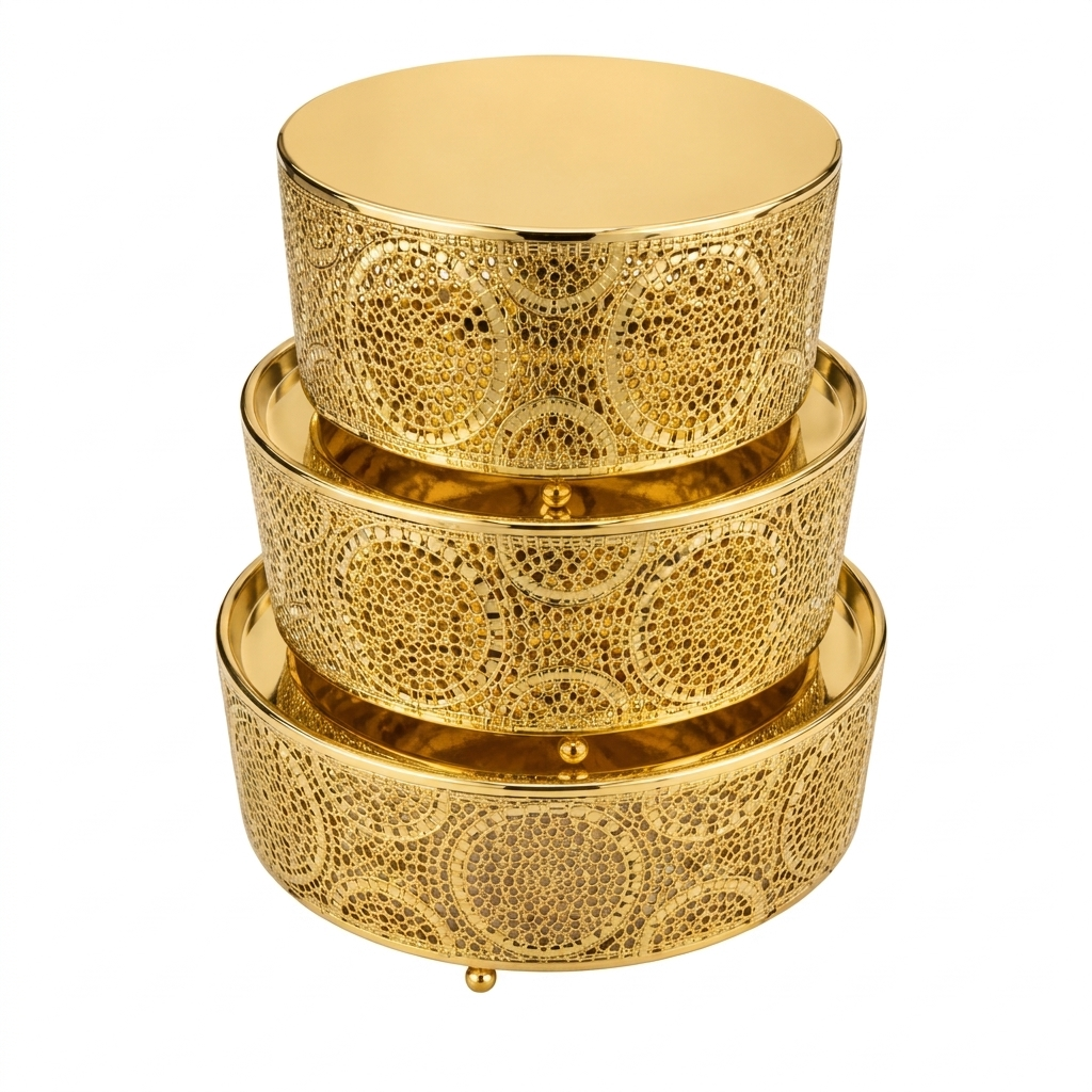 Luxurious gold tiered containers set