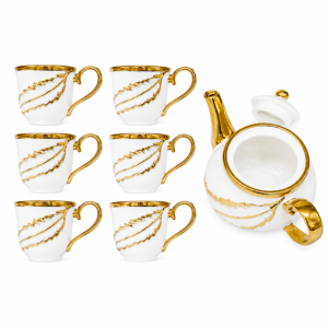 Luxury Gold Leaf Handle Tea Pot Set