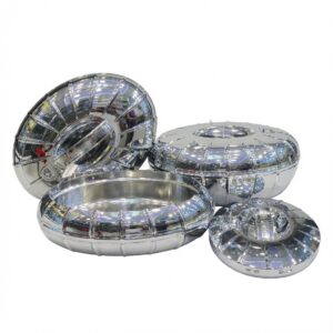 Mirror Chrome Fluted Lidded Bowl Set