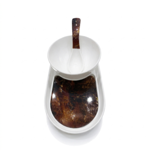 Natural Marble Finish Melamine Dip Bowl with Spoon