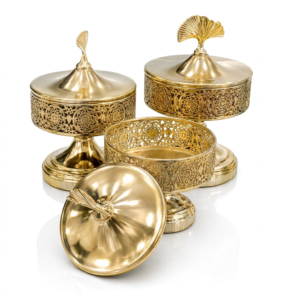 Ornate Gold Vessel Collection — 3 Piece