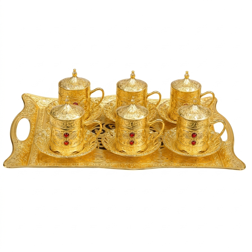 Ornate gold tea set