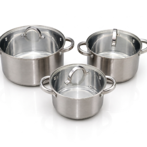 Polished stainless steel cookware set