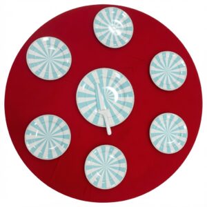 Red Lazy Susan with Mint Pinwheel Coaster Set