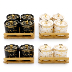 Royal Ceramic Jar Set with Bamboo Tray
