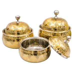 Royal Golden Hammered Casserole Set — Pack of 3