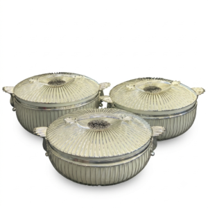 Royal Silver Hot Pot Set with Ribbed Lid