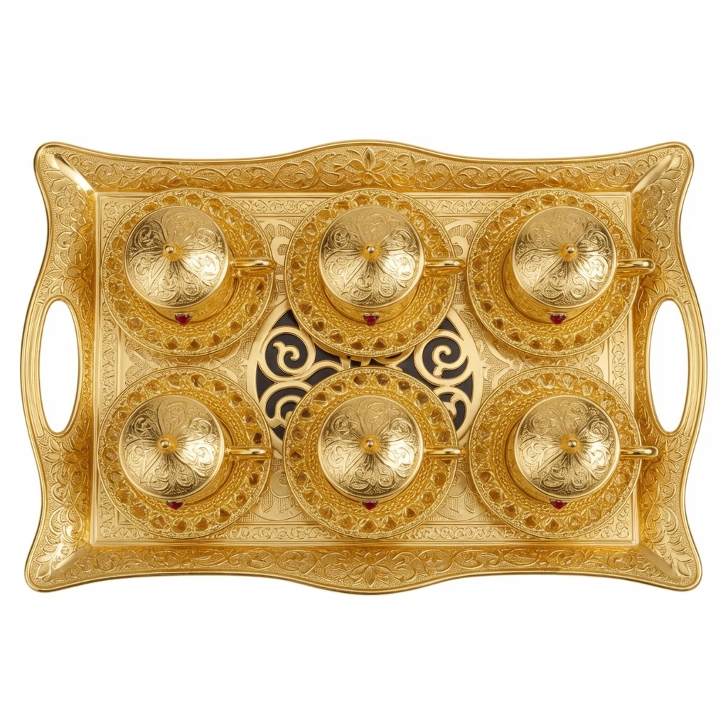 Ornate gold tea set - Image 2