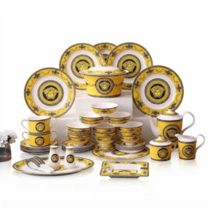 Luxury Medusa-Inspired Golden Dinnerware Collection